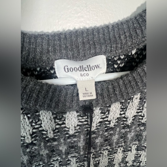 NWT Men's Fair Isle Design Ribbed Pullover Sweater Goodfellow & Co Gray Black L - Picture 5 of 8